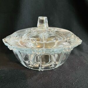 Vintage KIG Indonesian‎ Clear Glass Candy Dish and Lid or trinket holder